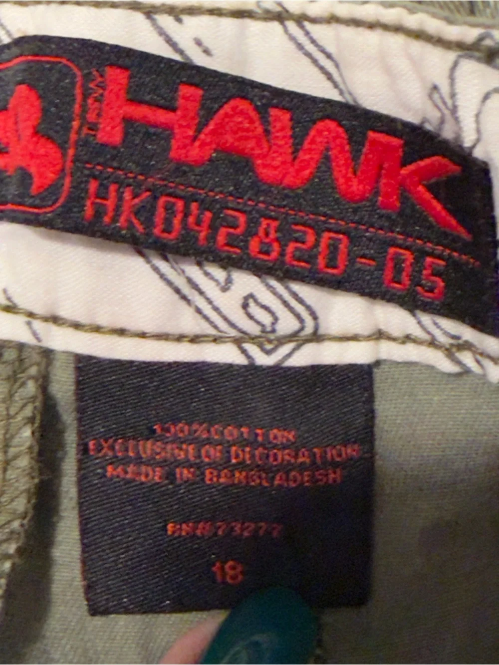 Tony Hawk Olive Green Checker Cargo Shorts - Picture 7 of 7